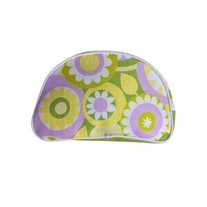 Clinique Floral Cosmetic Bag With Green & Purple Retro Print